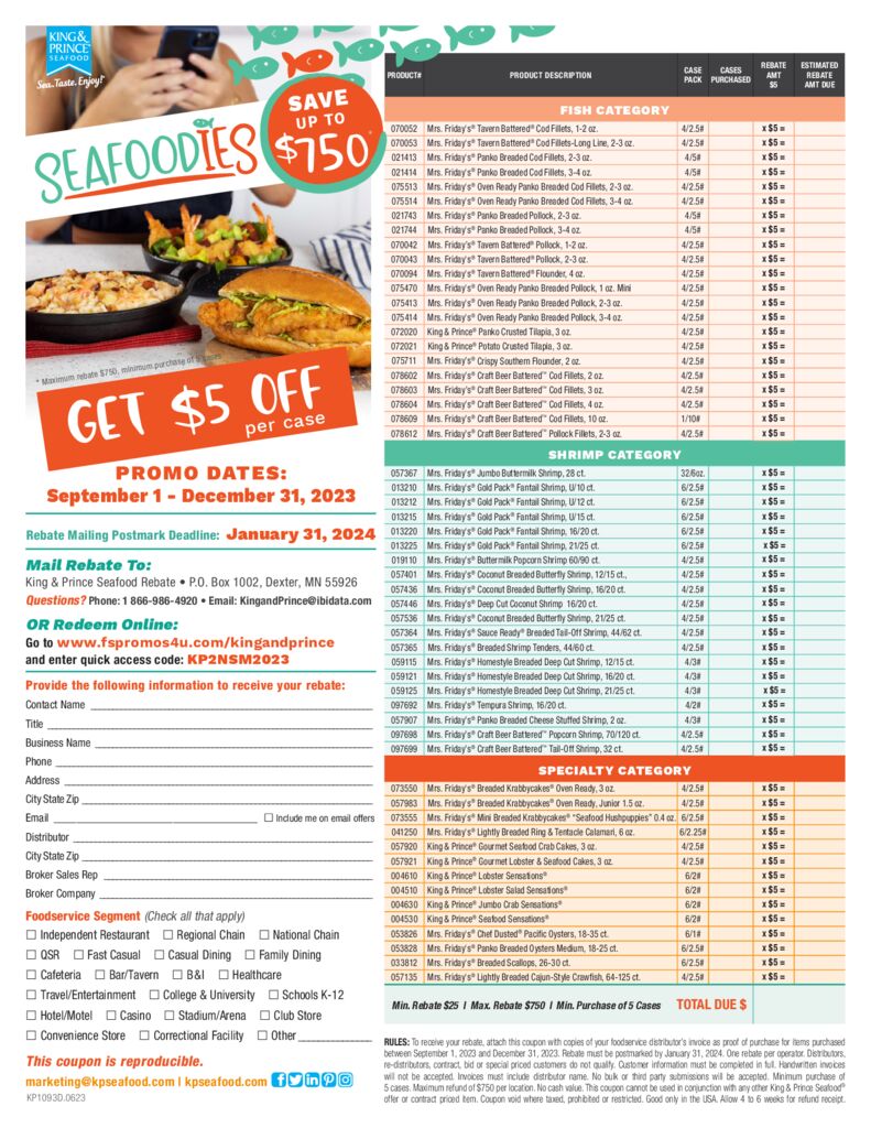 Seafood Distributor Service Coupon - Foods Galore Inc. - Mid-Atlantic, US